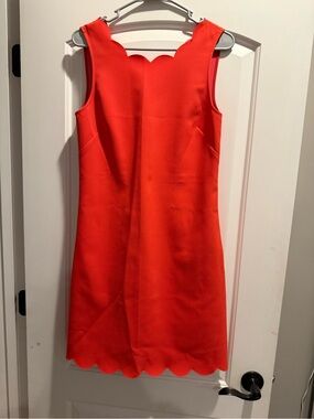 J. Crew Red Scalloped Shift Dress